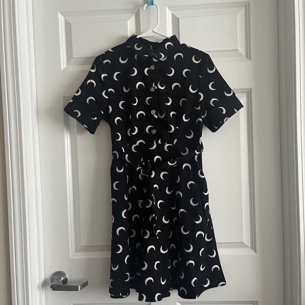 Moon phase button up mini dress
